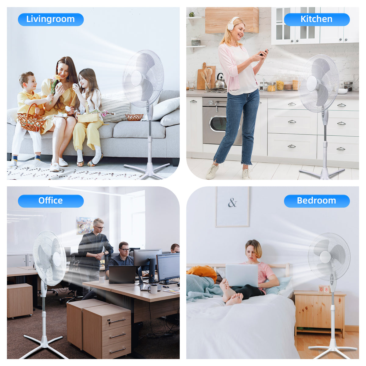 18-Inch Oscillating Pedestal Stand Fan with Remote Control Option – 3-Speed Floor Fan for Home Bedroom Living Room Office