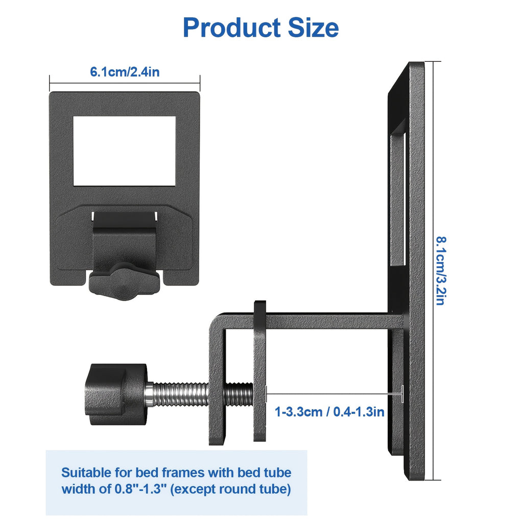 Non-Slip Mattress Gripper Brackets 4 Sets Adjustable Heavy Duty Anti-Slide Holder Clips with Screws for Metal Bed Frames Stops Mattress Sliding Black