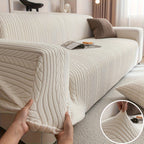 Striped Sofa Cover Washable Stretchy Slip-Resistant Zigzag Textured Couch Slipcover – Fits 1 to 4 Seaters, Scratch Protection, Classic Durable Design for Living Room Furniture