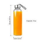 18oz Glass Juice Bottles with Stainless Steel Lid – Leakproof Reusable Clear Bottles for Juice, Beverage, Fridge & Travel | 6-Pack & 8-Pack