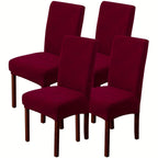 Stretch Jacquard Dining Chair Covers 4/6 Pack – Polar Fleece Slipcovers with Elastic Band, Removable Washable Chair Protector for Dining Room Kitchen Hotel Restaurant Home Decor