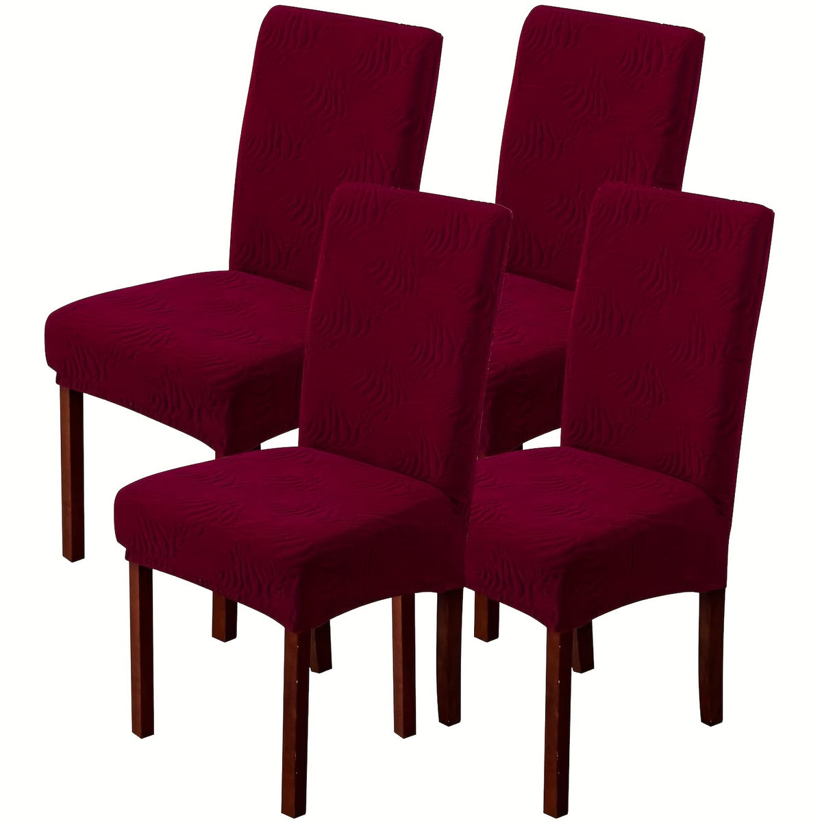 Stretch Jacquard Dining Chair Covers 4/6 Pack – Polar Fleece Slipcovers with Elastic Band, Removable Washable Chair Protector for Dining Room Kitchen Hotel Restaurant Home Decor
