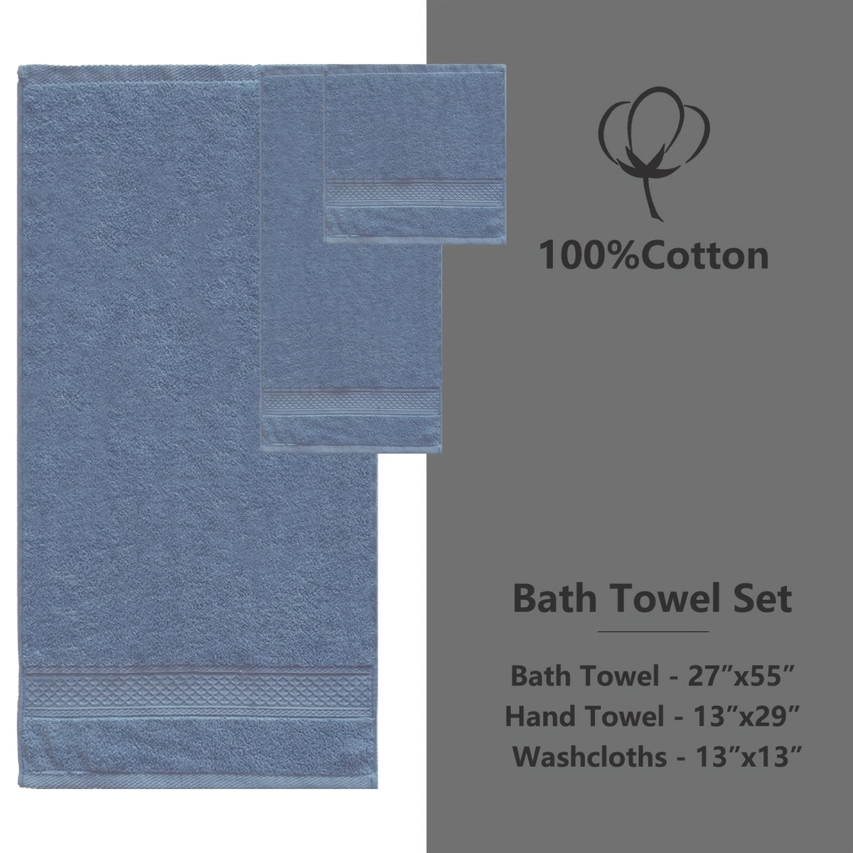 100% Cotton Bath Towel Set 12 & 24 Piece – 450 GSM Soft Absorbent Towels with Bath Towels, Hand Towels & Washcloths | Spa Quality for Home, Travel & Gifts
