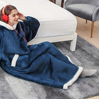 Wearable Blanket Hoodie Oversized Flannel with Pockets Super Soft Warm Cozy Sweatshirt Blanket for Women Men Adult Winter Extra Long Multiple Colors