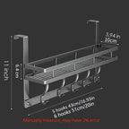 Over Door Hook Rack 2-Tier 5 or 6 Hooks Rustproof Metal – Space-Saving No-Damage Hanger for Clothes, Coats, Hats & Handbags, Gray
