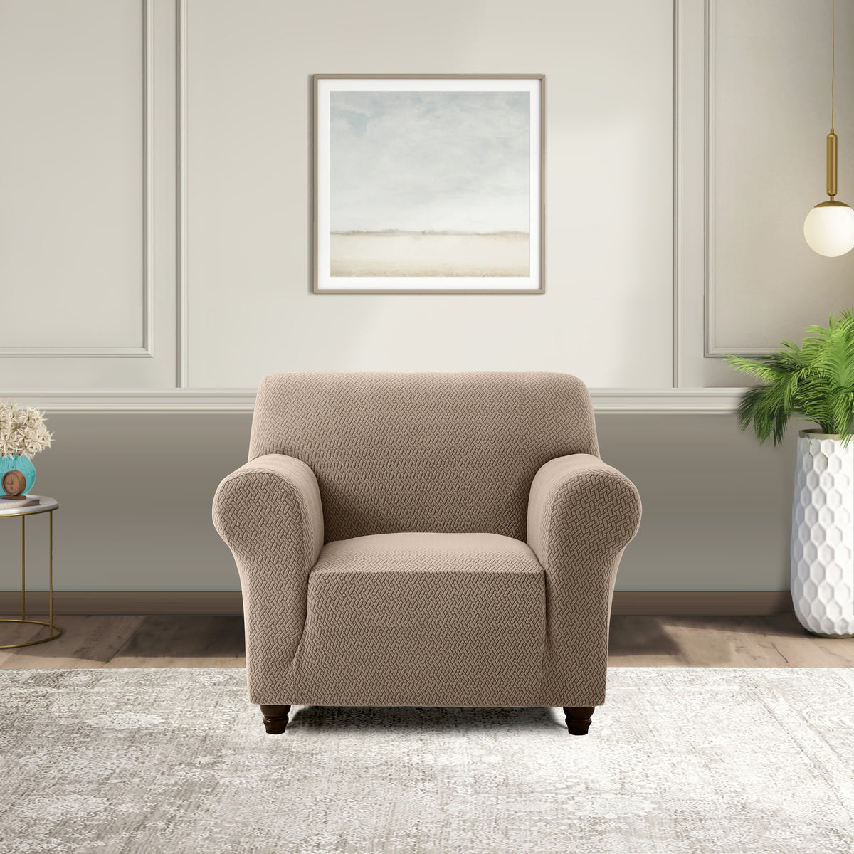 Spandex Anti-Slip Sofa Cover – Stretchable Polyester Spandex Slipcover for 1 2 3 Seater, Pet-Friendly Machine Washable Furniture Protector for Living Room