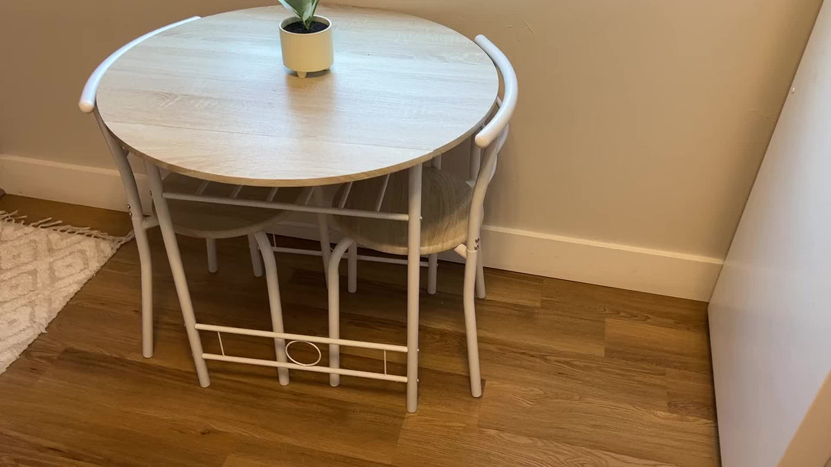 3-Piece Bistro Dining Set Drop Leaf Table and 2 Chairs Space Saving Kitchen Table Set for 2 with Wine Rack Metal Frame for Small Space Apartment Breakfast Nook