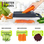 Vegetable Chopper 16-In-1 Professional Onion Chopper Multi-Function Food Slicer Dicer with 8 Blades and Container Kitchen Carrot Cutter Gift for Dad