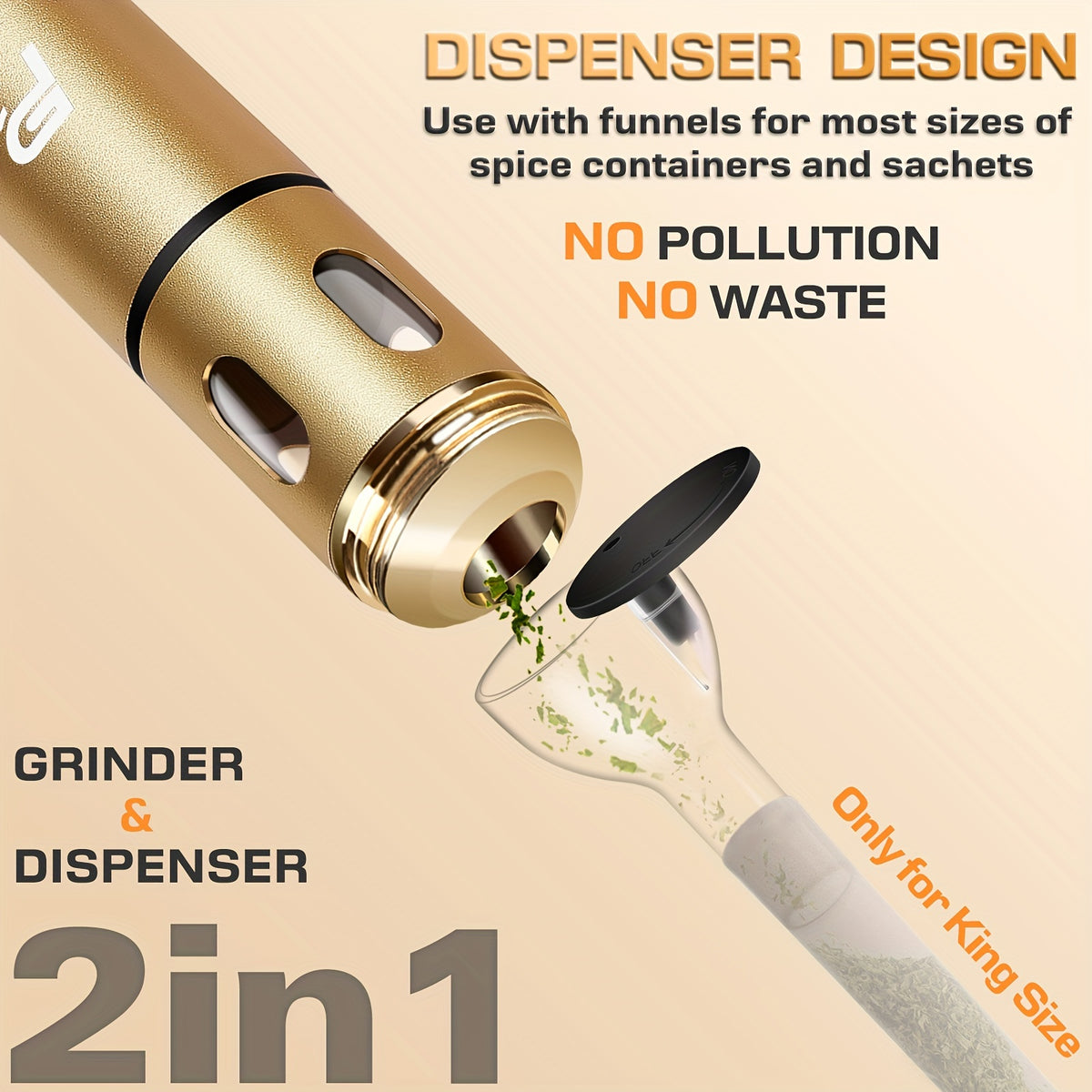 Portable Electric Spice Grinder USB Rechargeable – Compact Herb & Spice Mill with Travel Bag, Funnel & Brush – Fast & Easy Home or Travel Grinding