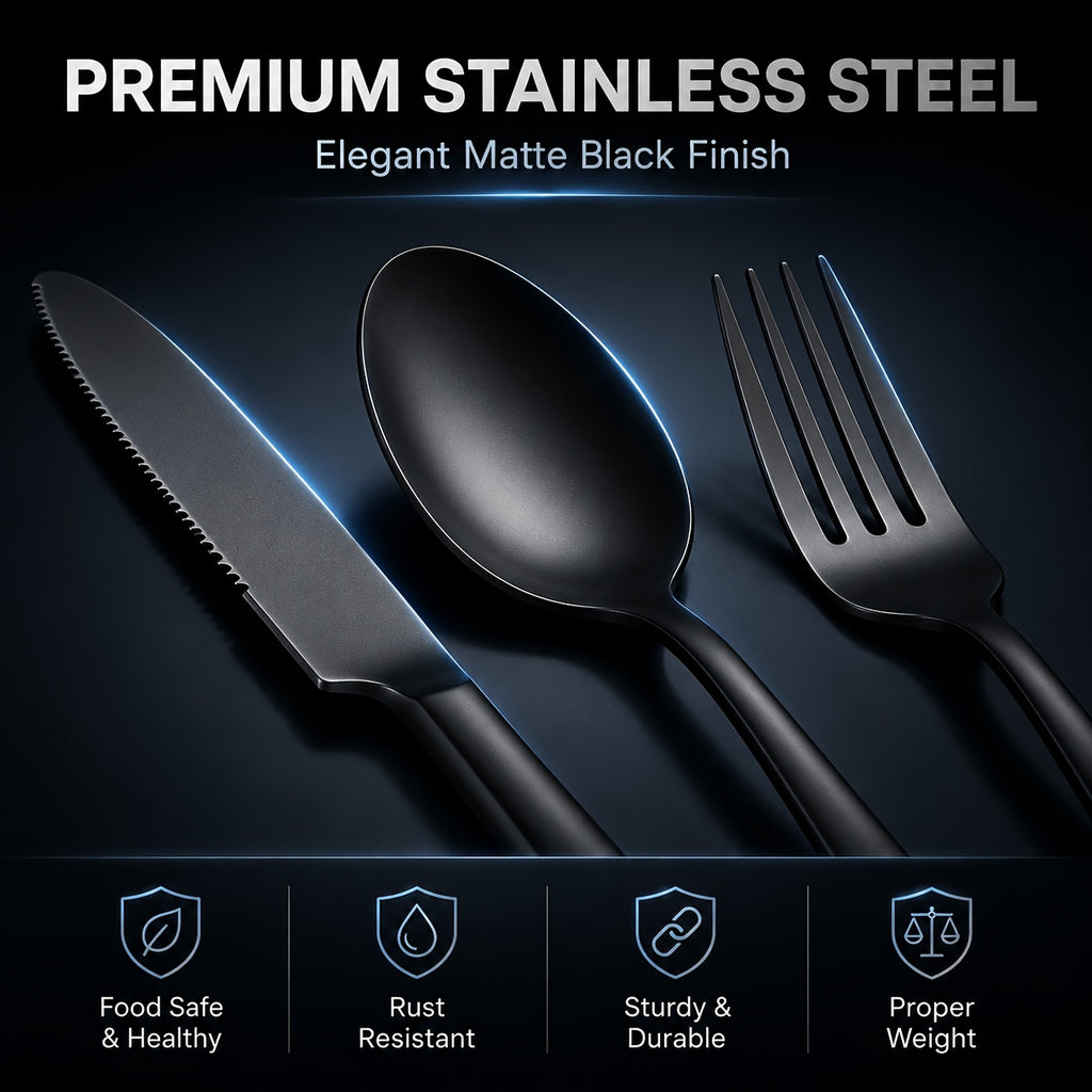 48-Piece Stainless Steel Flatware Set with Steak Knives Service for 8 Mirror Polished Silverware Dishwasher Safe