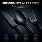 48-Piece Stainless Steel Flatware Set with Steak Knives Service for 8 Mirror Polished Silverware Dishwasher Safe