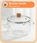Borosilicate Glass Pots with Lids Set of 2 Stovetop Safe 78Oz & 54Oz Saucepan for Soup Ramen Milk Heat Resistant