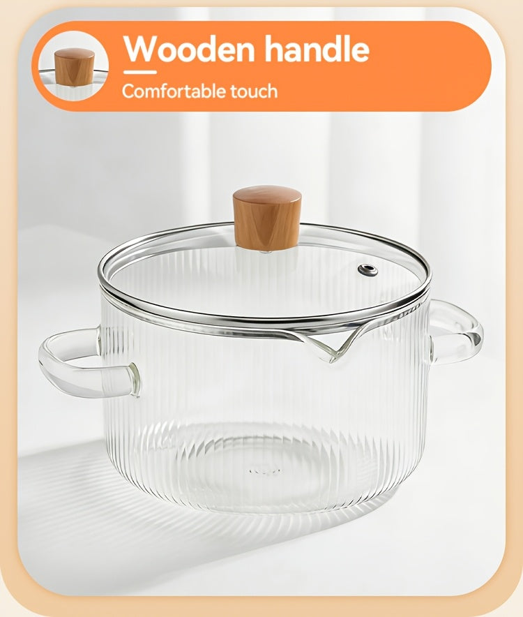 Borosilicate Glass Pots with Lids Set of 2 Stovetop Safe 78Oz & 54Oz Saucepan for Soup Ramen Milk Heat Resistant