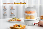 Electric Egg Cooker Steamer 1 or 2 Layer, Auto Shut-Off, Boiled & Soft-Boiled, with Descaling Accessories – Mini Breakfast Machine for Kitchen, Dorm & Office