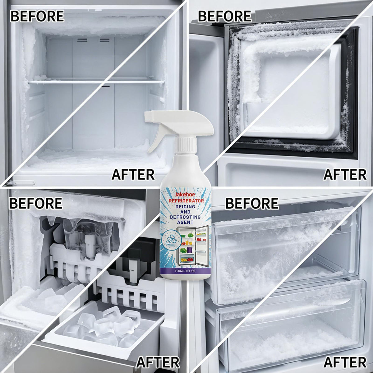 Freezer Defroster Spray 4.06oz Fast-Acting Refrigerator Deicer – Melts Thick Ice Instantly, No Scraping, No Residue, Safe for Home Fridge, RV & Travel Freezer Defrost Solution