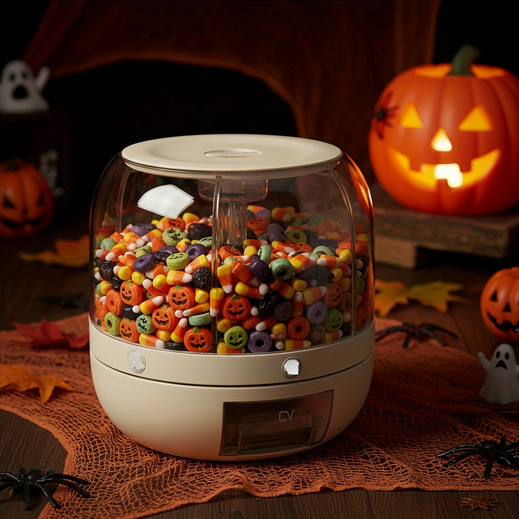 Large-Capacity Candy Dispenser & Sealed Storage Box – Smart Partition Container for Small Candies, Grain, Flour & Pet Food – Household Airtight Organizer, Halloween Party Gift