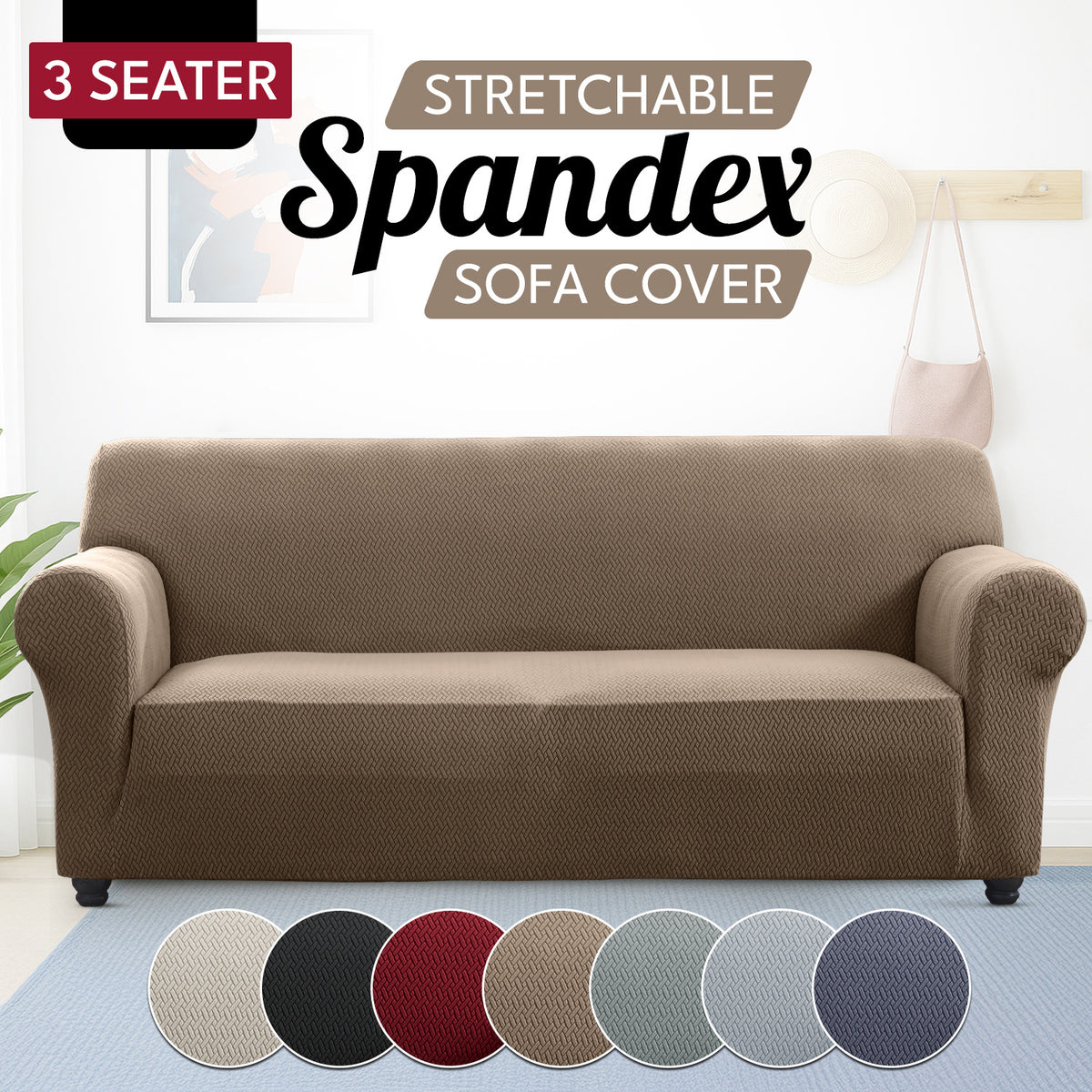 Thickened Spandex Sofa Cover Anti-Scratch – Stretch Polyester Sofa Protector, Anti-Slip Pet-Friendly, Machine Washable, 6 Colors, 1/2/3 Seater, Living Room Bedroom Home Decor