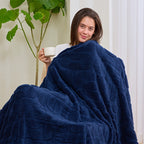 Geometric Pattern Throw Blanket Soft Fluffy Cozy Warm 3D Design Blanket for Couch Sofa Bed Camping Travel Lightweight Flannel Blanket White Blue Grey Multiple Sizes