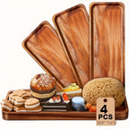 Wood Serving Trays Charcuterie Board Set 4pc 8pc Rectangular Wooden Plates Serving Platter for Cheese Bread Fruit Appetizer Party Buffet