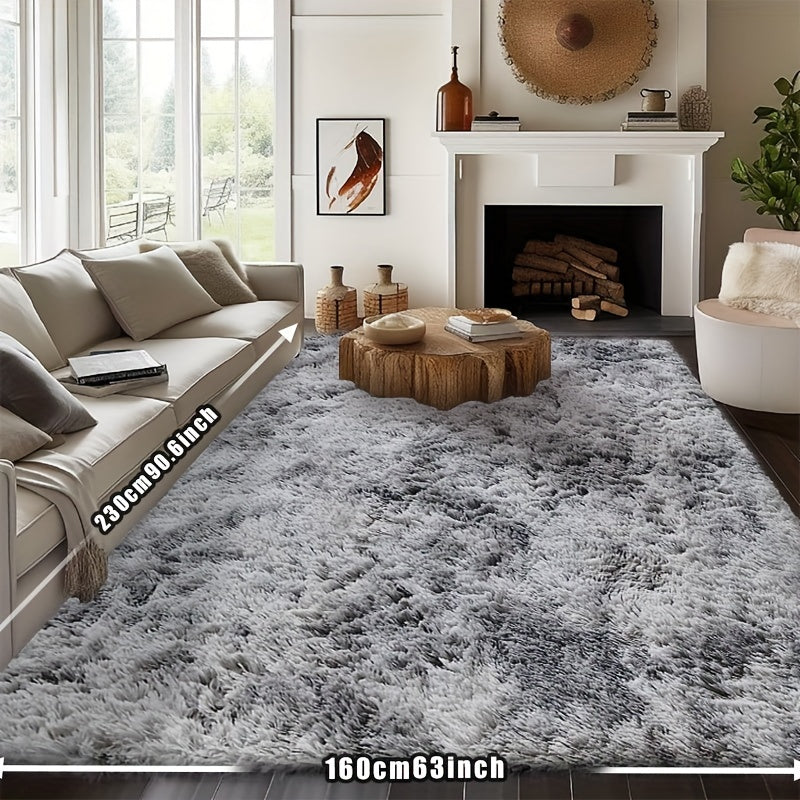 Plush Fluffy Area Rug Tie Dye Soft Indoor Carpet Non-Slip for Living Room Bedroom – Modern Home Decor Floor Mat | Multiple Sizes | Light Gray, Dark Gray, Black, Pink