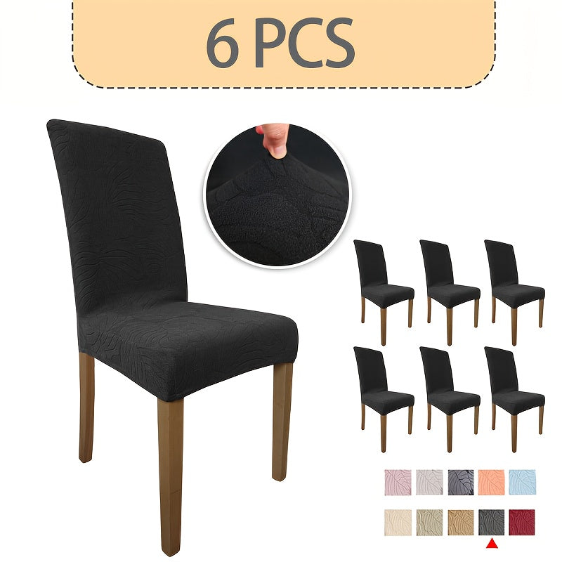 Jacquard Stretch Dining Chair Covers 4/6pcs – Removable Washable Elastic Chair Slipcovers for Dining Room & Kitchen, 10 Colors, Christmas & Holiday Home Decor Chair Protector