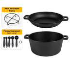 Cast Iron Dutch Oven Set 2-in-1 5.1QT Dutch Oven and 1.9QT Skillet Lid with Accessories Induction Oven Campfire Safe Holiday Cooking Kit for Soups Stews Baking Frying Camping BBQ