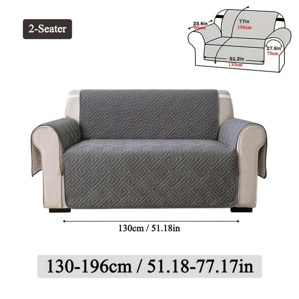 Quilted Sofa Cover One-Piece Cushion Slipcover with Anti-Slip Elastic Band – Pet-Friendly Scratch-Resistant Washable Removable Furniture Cover for Living Room Bedroom Hotel Home Decor