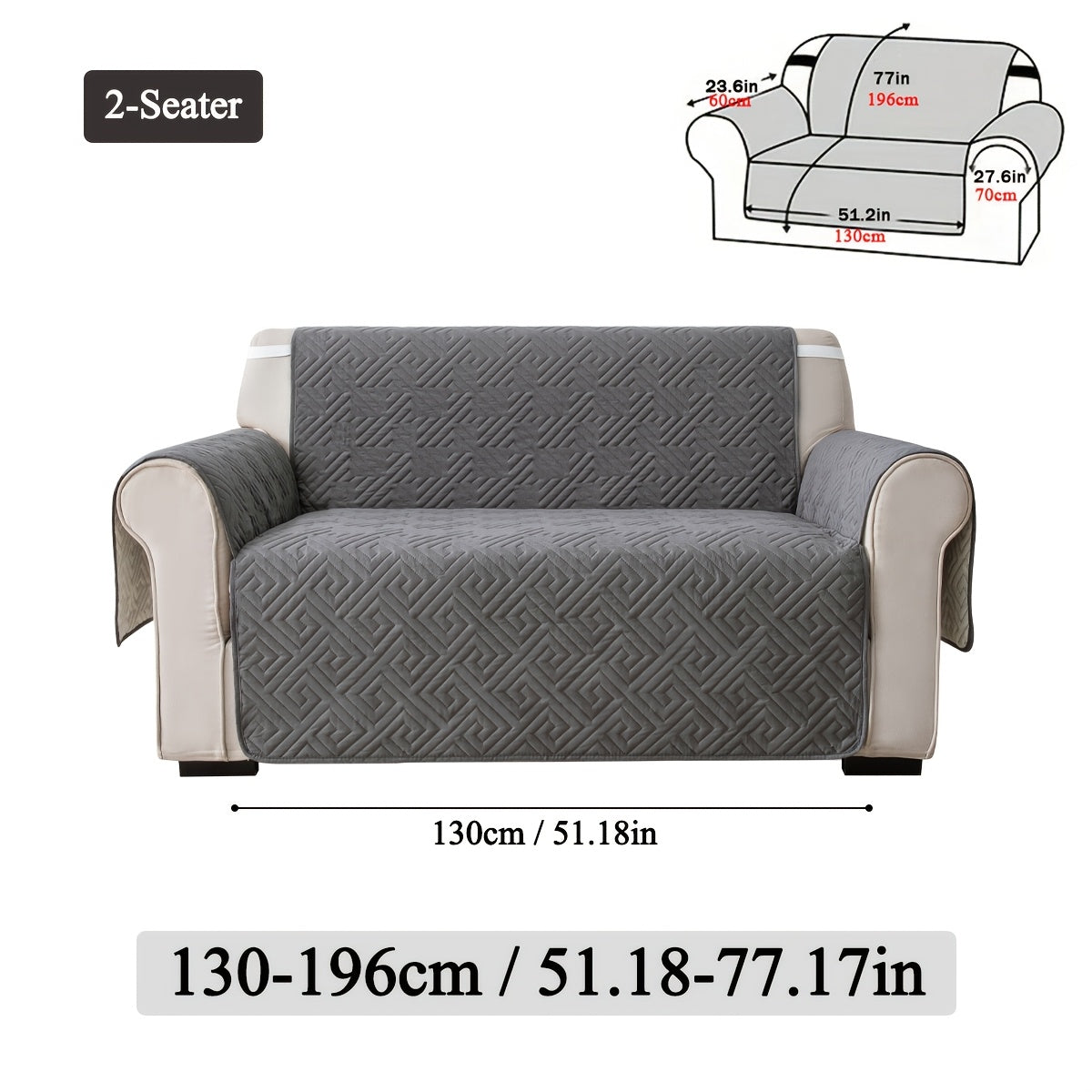 Quilted Sofa Cover One-Piece Cushion Slipcover with Anti-Slip Elastic Band – Pet-Friendly Scratch-Resistant Washable Removable Furniture Cover for Living Room Bedroom Hotel Home Decor