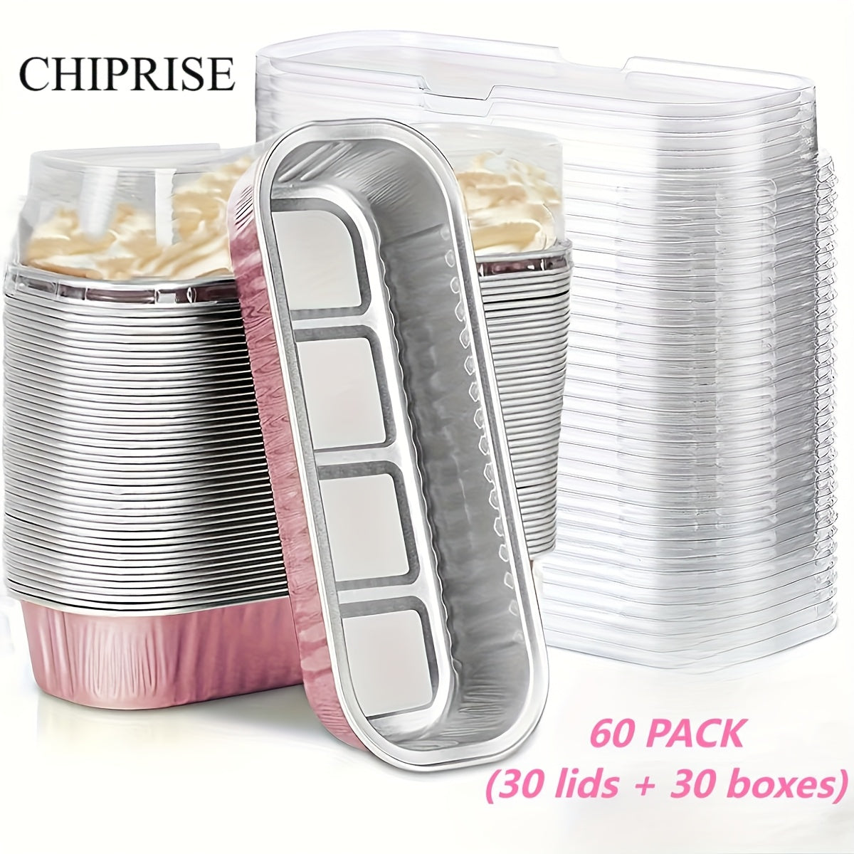 Disposable Mini Cake Boxes 30pcs with Lids & Spoons - Aluminum Foil Baking Cups for Cheesecakes, Custards & Desserts, Party Favor Containers in 5 Colors