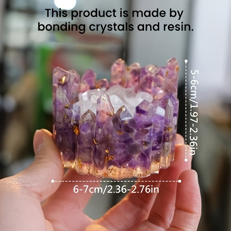 Crystal Column Bowl Candle Holder - Natural Stone Bracelet Ornament Storage Dish, Crystal Cleansing Bowl for Women, Boho Home Decor Gift (2.36-2.76 inch)