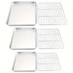 Baking Pan Set with Cooling Rack Large Stainless Steel Cookie Sheet Non-Toxic Durable Easy Clean Professional Oven Tray for Baking Roasting Holiday Baking
