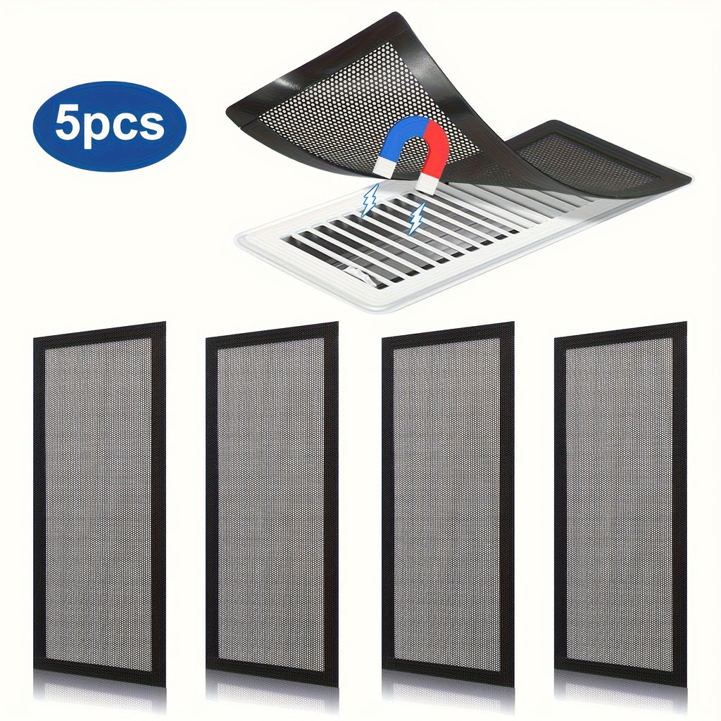Magnetic HVAC Vent Covers for Floor Wall Ceiling PVC Air Vent Screen with Mesh Filter Tool-Free Installation Pest Control 4 & 5 Pack