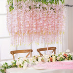 24 Pack Fake Wisteria Hanging Flowers 3.6 Feet Long, Artificial Wisteria Vine Garland for Wedding, Garden & Wall Decoration – White, Pink, Purple, Light Pink & Blue