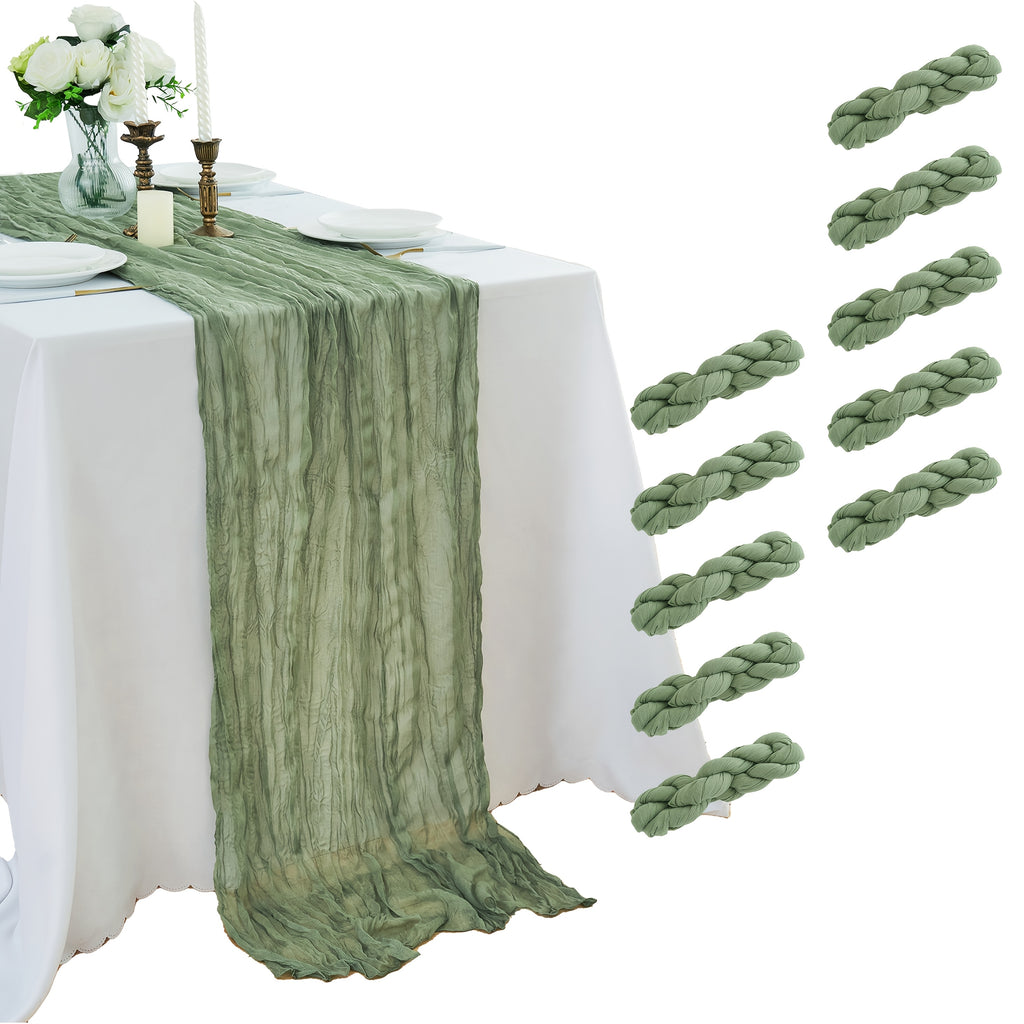 10-Pack Cheesecloth Table Runner 10ft Boho Rustic Wedding Reception Bridal Shower Party Home Decor Multi-Color