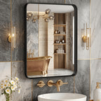 Metal Framed Rounded Rectangle Wall Mirror for Bathroom – Over Sink, Horizontal or Vertical Hanging, Modern Farmhouse Decor, Matte Black, Gold & Silver, Multiple Sizes 16x20 to 36x48 In