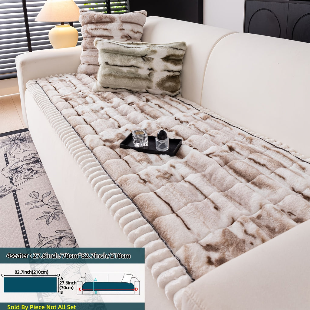 Plush Sofa Cover Super Soft Thickened Warm Anti-Slip Couch Cushion Mat – Furry Velvet Sofa Protector for Living Room Bedroom, Easy Care Durable Home Decor Furniture Cover