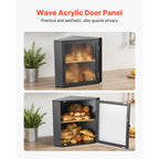 Corner Bread Box for Kitchen Counter Double Layer Bamboo Bread Storage Bin with Adjustable Divider & Acrylic Door - Space Saving Natural