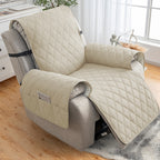 Quilted Recliner Sofa Cover Anti-Slip Wear-Resistant 4-Layer Fabric Dual Side Pockets Machine Washable Pet Home Bedroom Living Room 10 Colors 2 Sizes