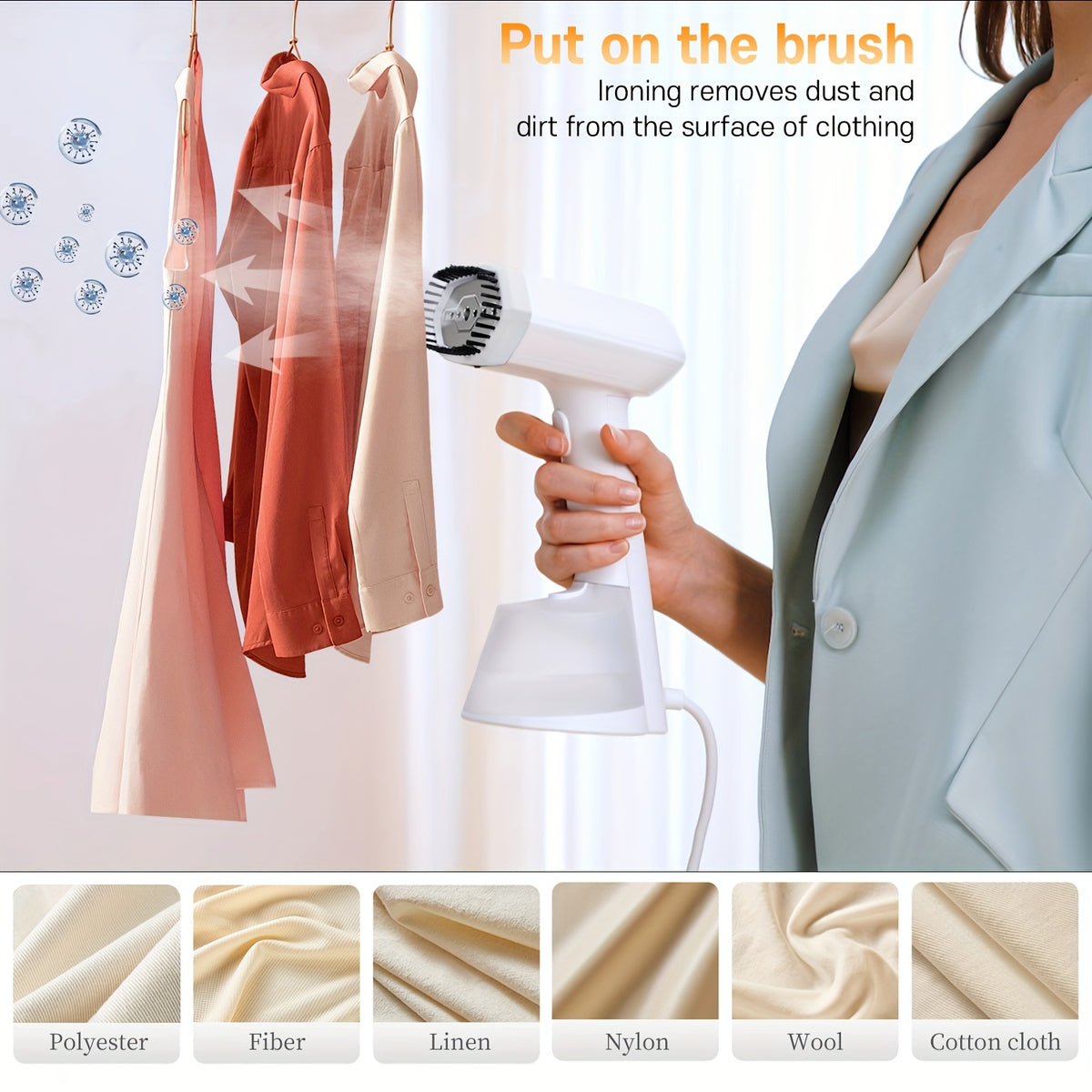 Handheld Travel Garment Steamer 15-Second Heat-Up – 9.47oz Large Tank, Portable Clothing Steamer for Home, Office & Travel | White
