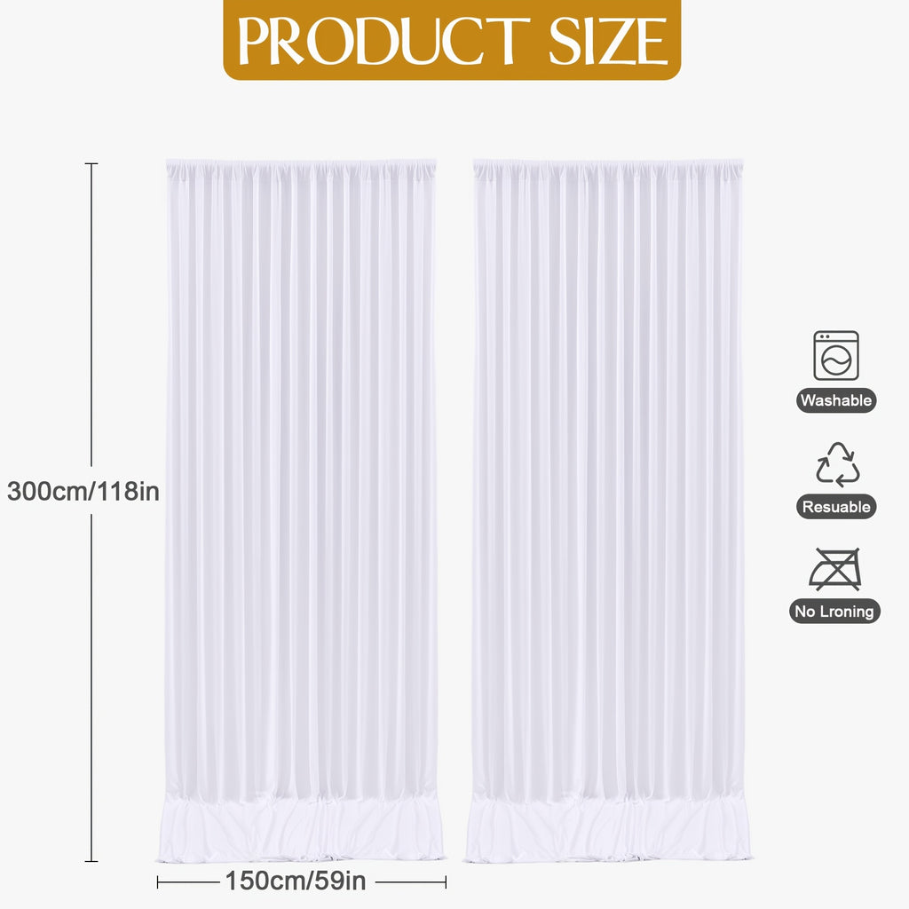 Sheer Chiffon Curtain Panels (Set of 2) | 5×10ft | Wedding Backdrop & Party Décor