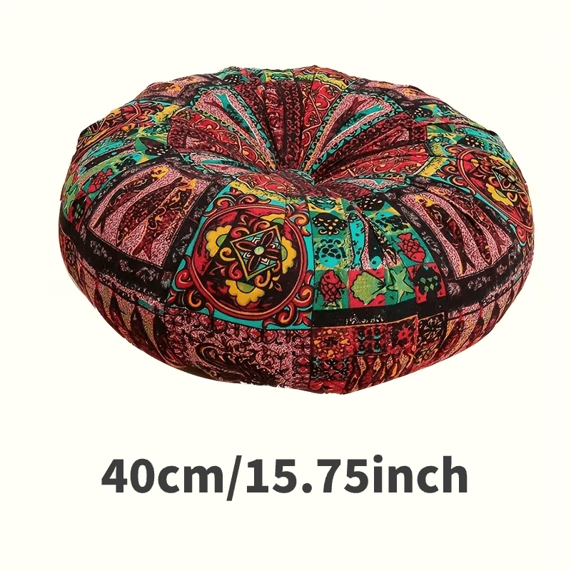 Boho Round Floor Cushion Pillow Thick Filling - Bohemian Decorative Accent Pillow for Sofa Living Room Bedroom, 6 Colors, 2 Sizes