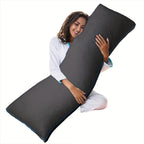 Firm Full Body Pillow for Adults – Long Bed Pillow for Side, Back & Stomach Sleepers | Supportive Body-Length Sleep Pillow in Grey & Pink