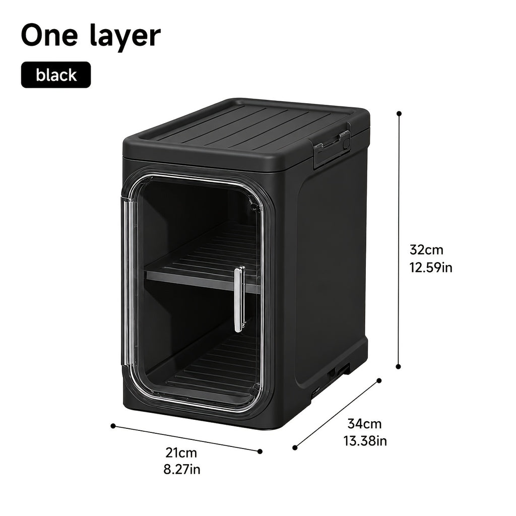 Bathroom Storage Cabinet 1 2 3 4 Tier Foldable Plastic Organizer with Doors and Shelves – Space-Saving Under Sink & Counter Solution