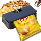 Mini Bag Sealer USB Rechargeable with Built-In Cutter, 6-Level Heat Portable Food Sealer for Chips, Snacks, Fruits & Veggies — Compact Kitchen & Picnic Gadget, White & Blue