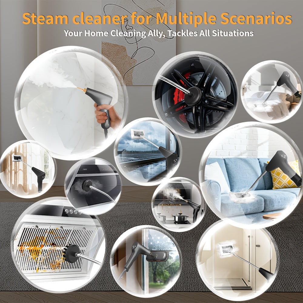 Handheld Steam Cleaner Large-Capacity with Extra-Large Water Tank – Rapid Heating Portable Multi-Function Cleaner for Floors, Cars, Fabrics, Kitchen & Bathroom Tile Grout