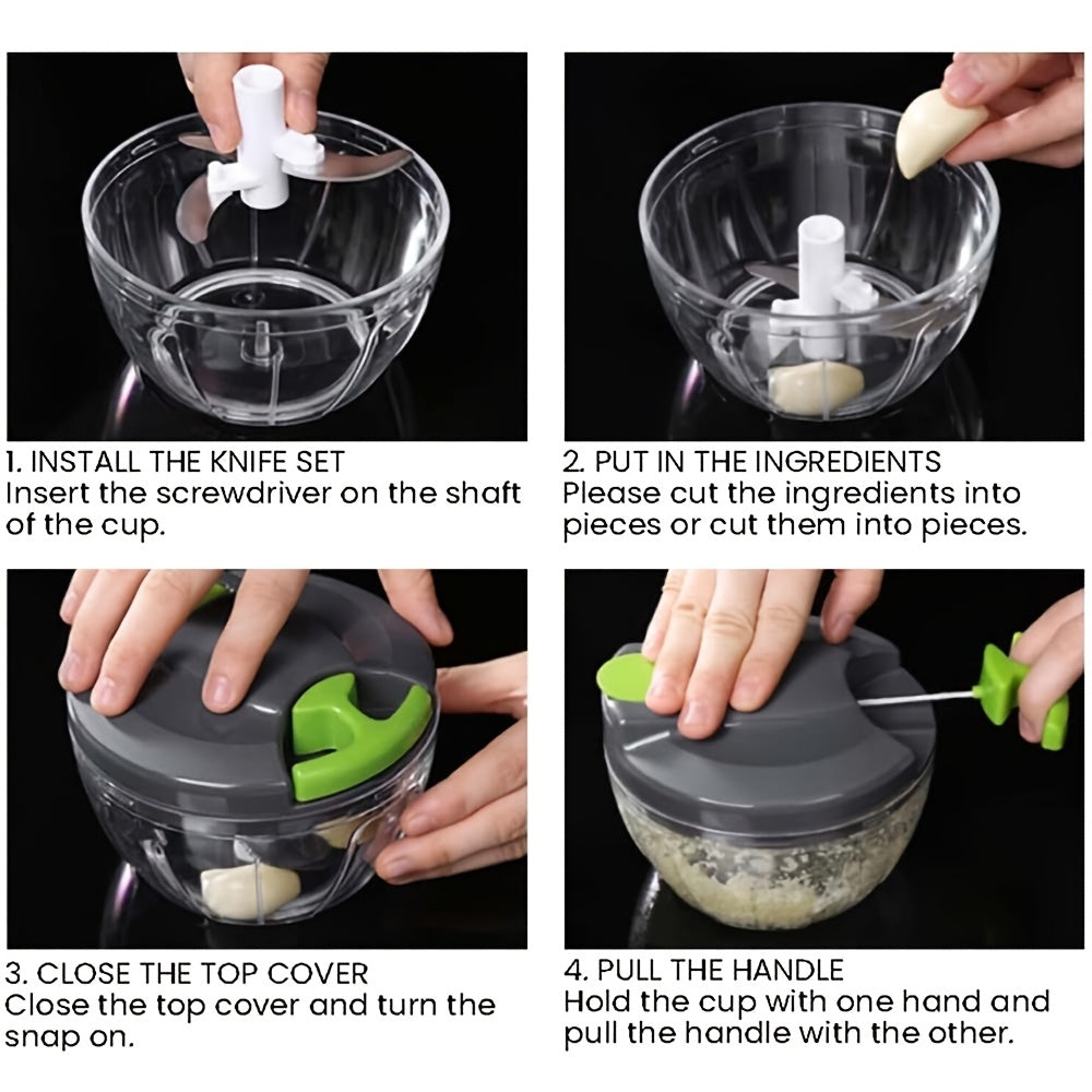 Multifunctional Vegetable & Food Chopper with 3/5 Interchangeable Blades - 900ml Container | Onion, Garlic, Carrot, Salad Chopper