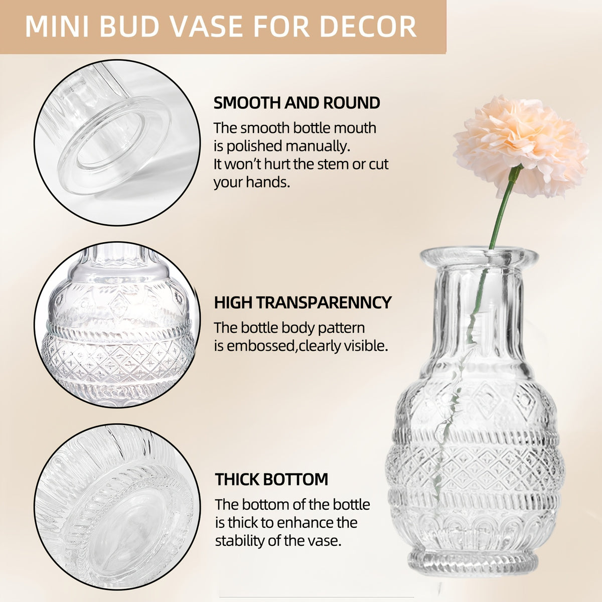 Glass Bud Vases Bulk Set 64 Pieces Multi-Size – Clear Flower Vases for Wedding Centerpieces, Home Table Decor & Bridal Party