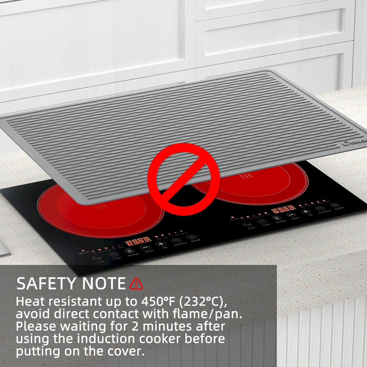 Silicone Stove Top Cover and Dish Drying Mat 30x21 Inch - Anti-Slip Thick Protective Mat for Glass and Electric Cooktops, Countertops and Washer Dryer - Heat Resistant Kitchen Mat