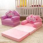Flip Open Kids Sofa with Princess Crown Design – 2-in-1 Foldable Couch & Lounger Chair, Machine Washable Plush Cover, Certified Safe Foam, Dreamy Reading Nook Gift for Girls