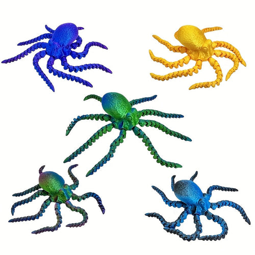 3D Printed Octopus Figures Set of 5 – Playful Mini Octopus Toys for Party Favors, Halloween & Christmas Gifts | Fun Holiday Novelty Gift for Kids, Teens & Ocean Lovers